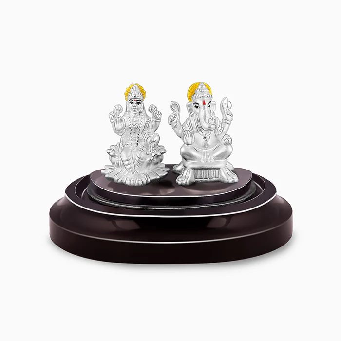 Silver Ganesh Lakshmi Idol - Image 2