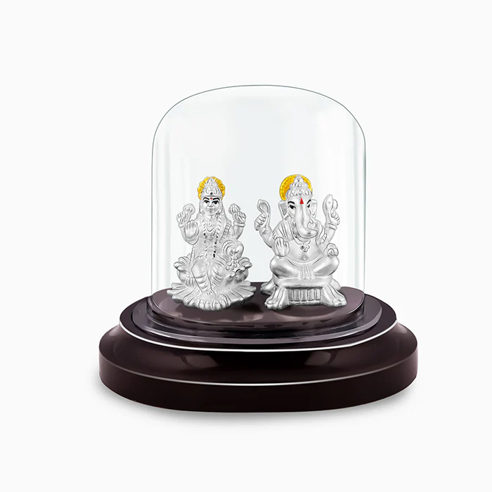 Silver Ganesh Lakshmi Idol - Image 3