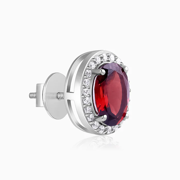 Silver Garnet Glimmer Earrings - Image 4