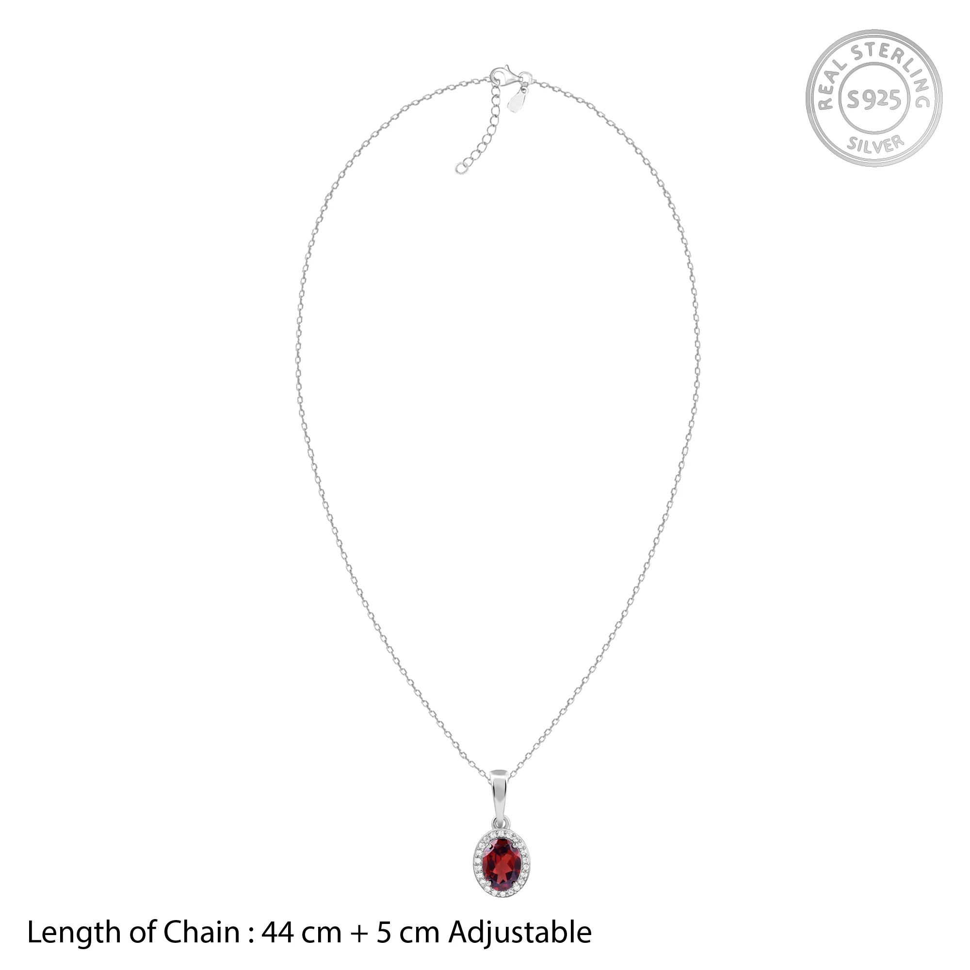 Silver Garnet Glimmer Pendant With Link Chain - Image 6