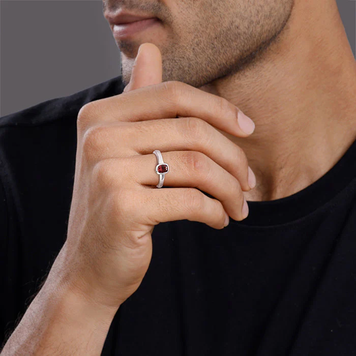 Silver Garnet Ring For Him - Image 3