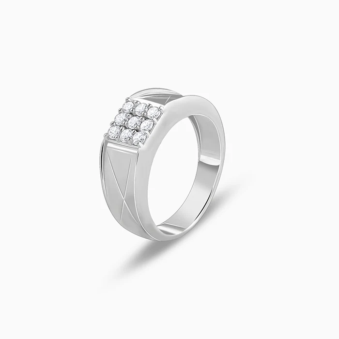 Silver Geometric Glimmer Ring For Him - Image 4