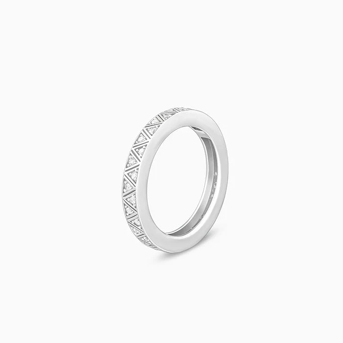 Silver Geometric Triangle Ring For Him - Image 4