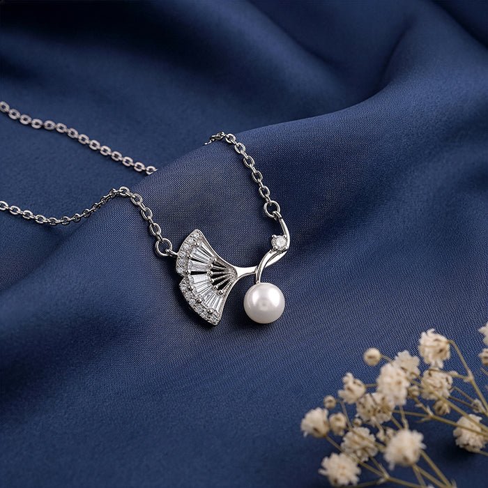 Silver Ginkgo Leaf Necklace - Image 2