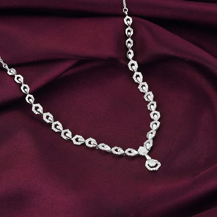 Silver Glittering Hexagon Necklace - Image 2
