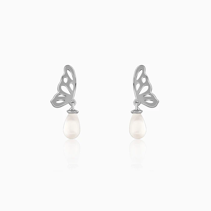 Silver Gloria Pearl Drop Earrings