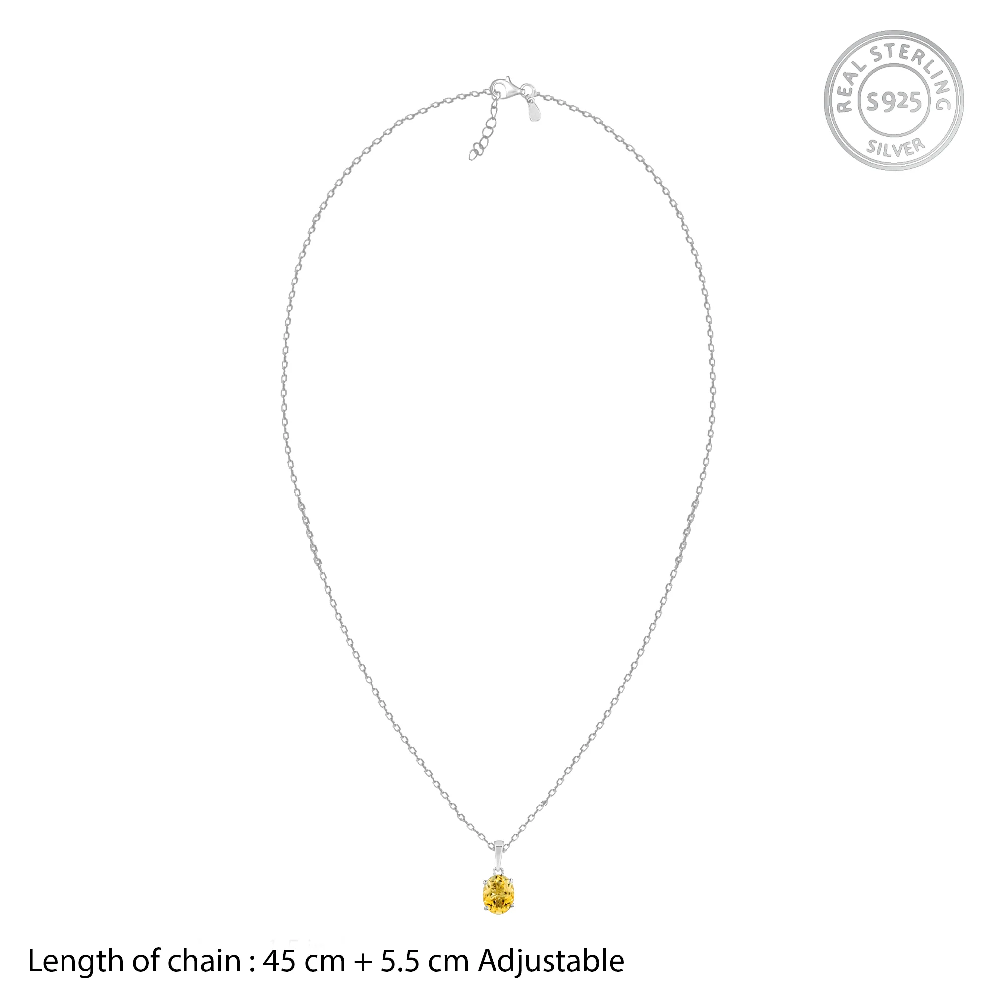 Silver Grace Citrine Pendant With Link Chain - Image 6