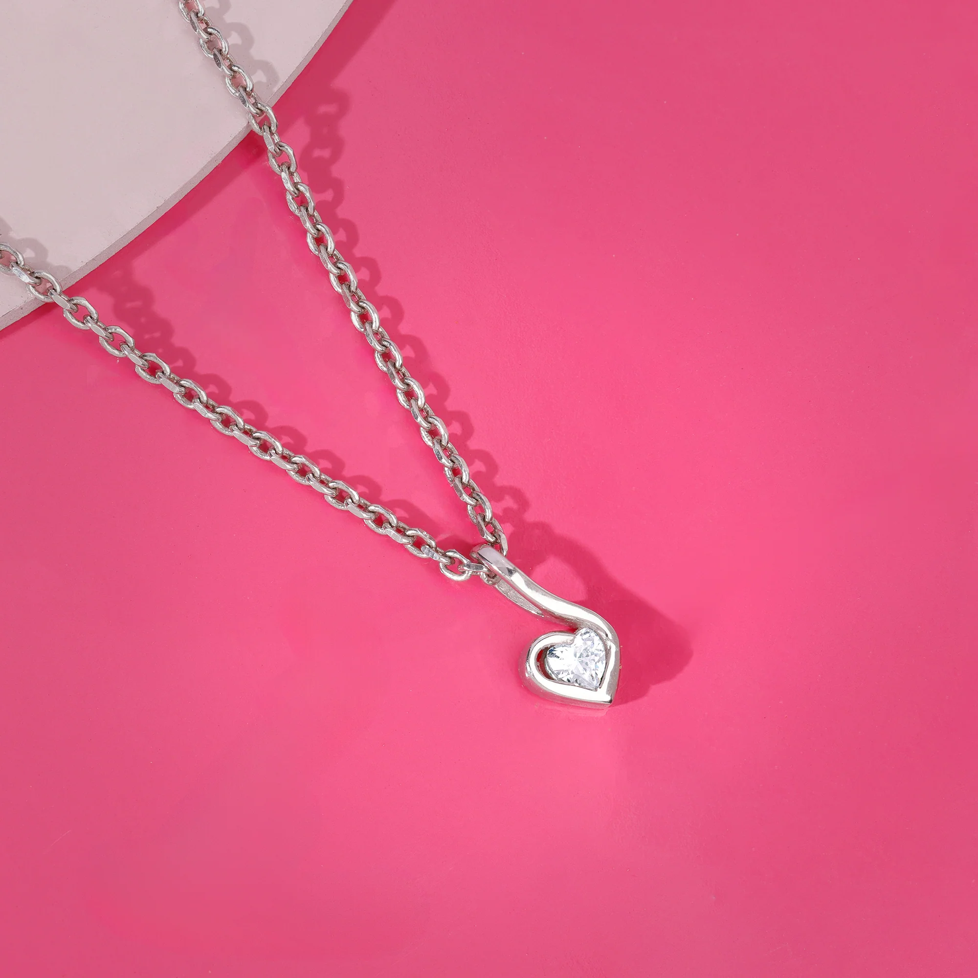 Silver Graceful Love Pendant With Link Chain - Image 2
