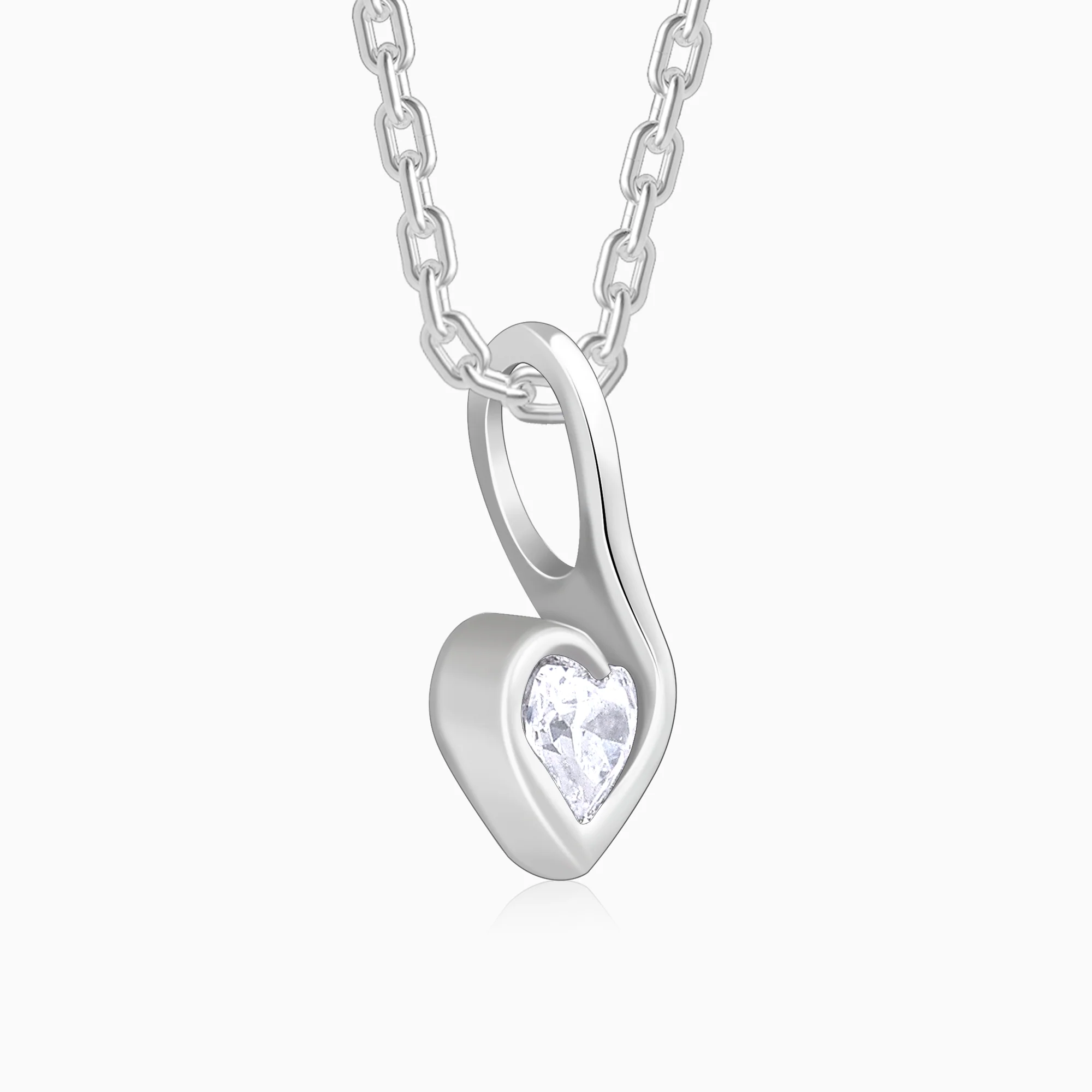 Silver Graceful Love Pendant With Link Chain - Image 4
