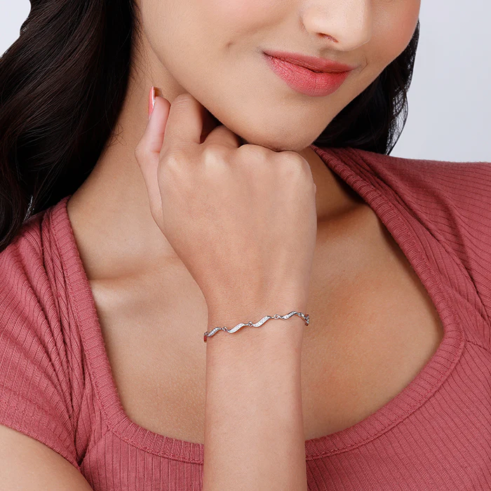 Silver Graceful Waves Bracelet - Image 3