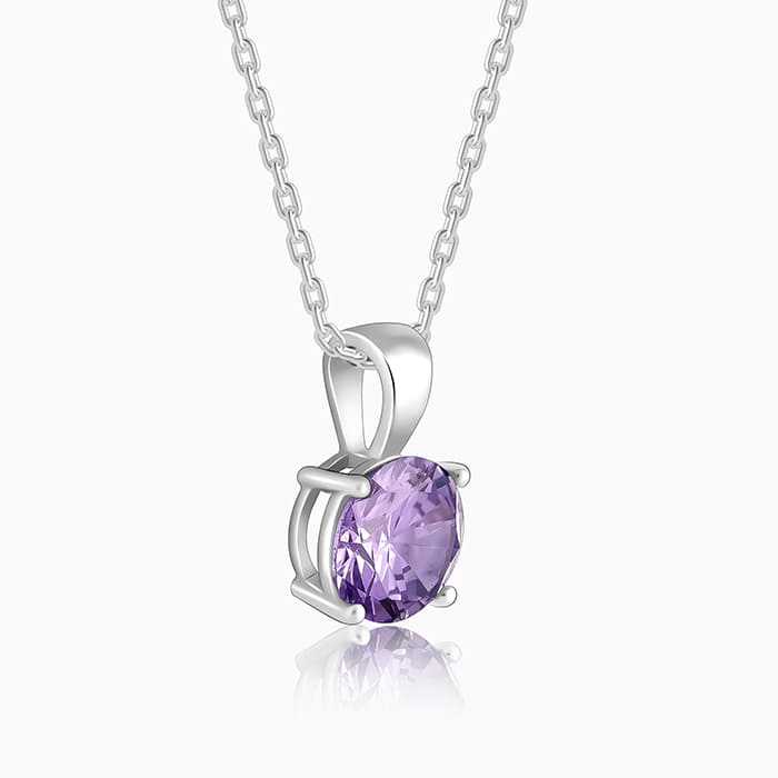 Silver Gracious Purple Pendant with Link Chain - Image 5
