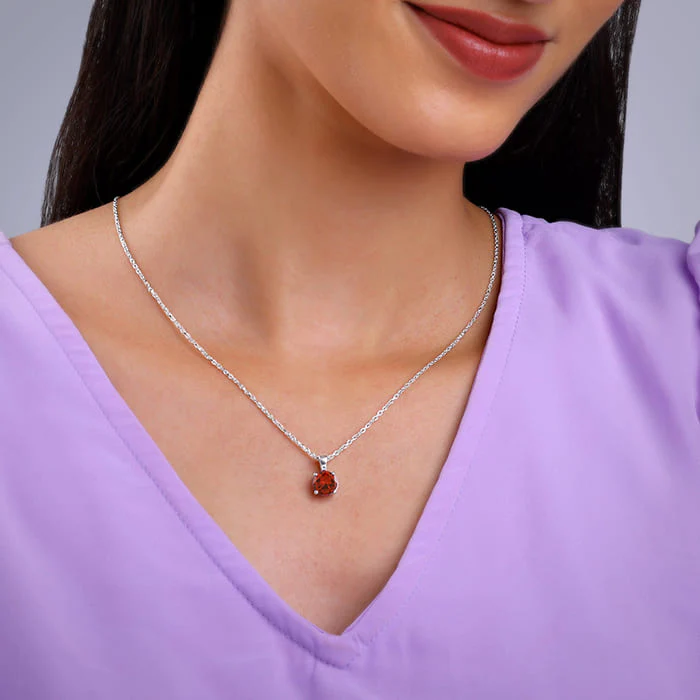 Silver Gracious Red Pendant with Link Chain - Image 3