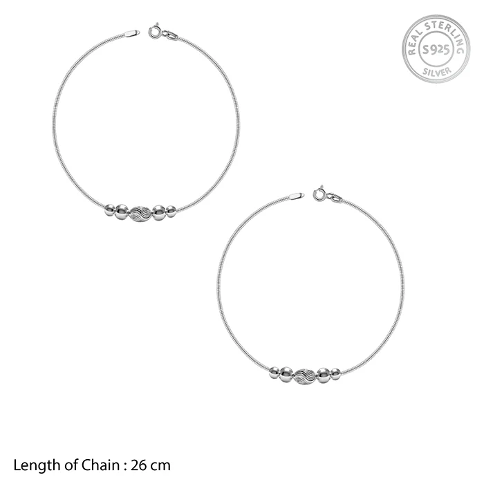 Silver Granule Bead Chain Anklet - Image 4