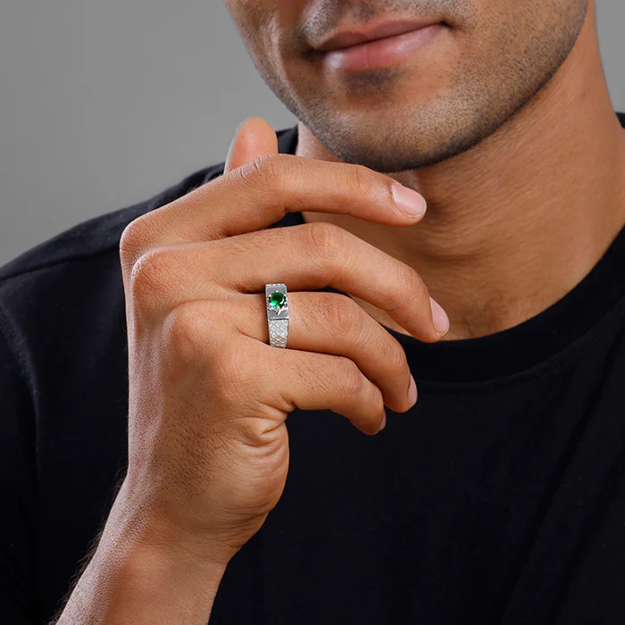 Silver Green Enigma Ring For Him - Image 3