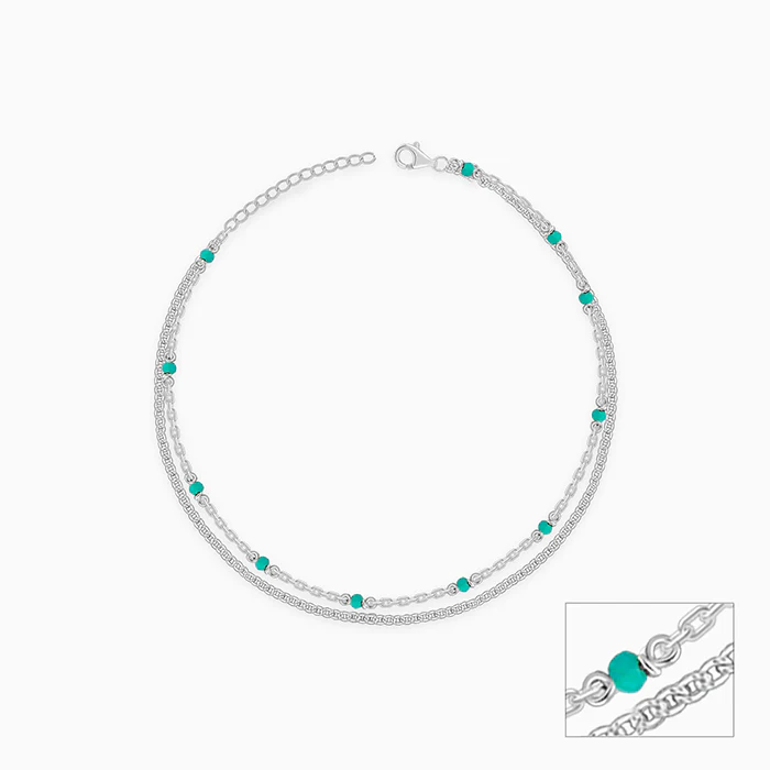 Silver Green Glimmer Anklet - Image 3