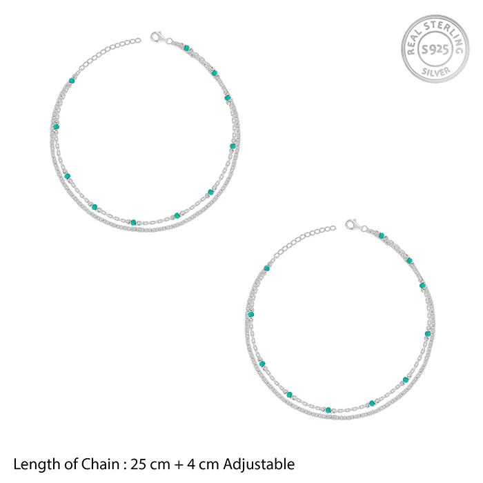 Silver Green Glimmer Anklet - Image 4