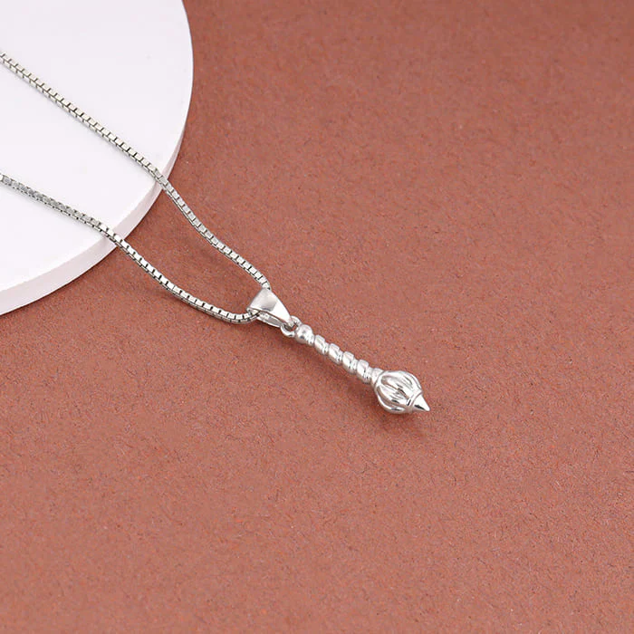 Silver Hanuman Gada Pendant with Box Chain For Him - Image 2
