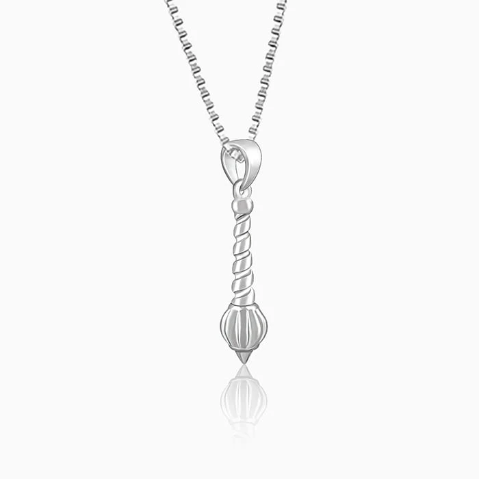 Silver Hanuman Gada Pendant with Box Chain For Him - Image 4