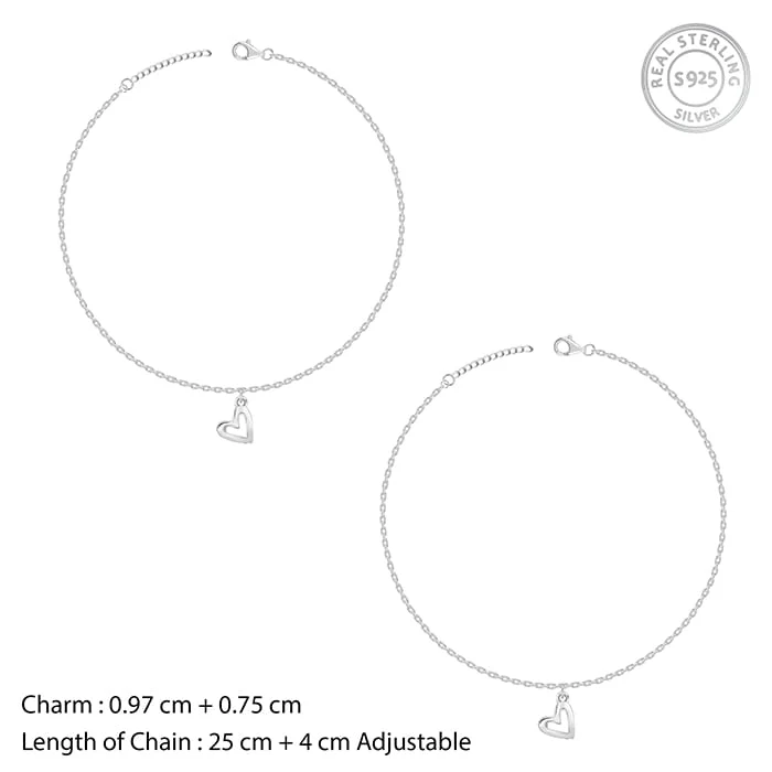 Silver Happy Heart Anklet - Image 4