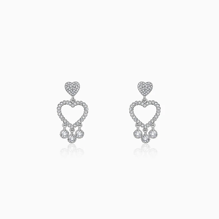 Silver Heart Dangler Earrings