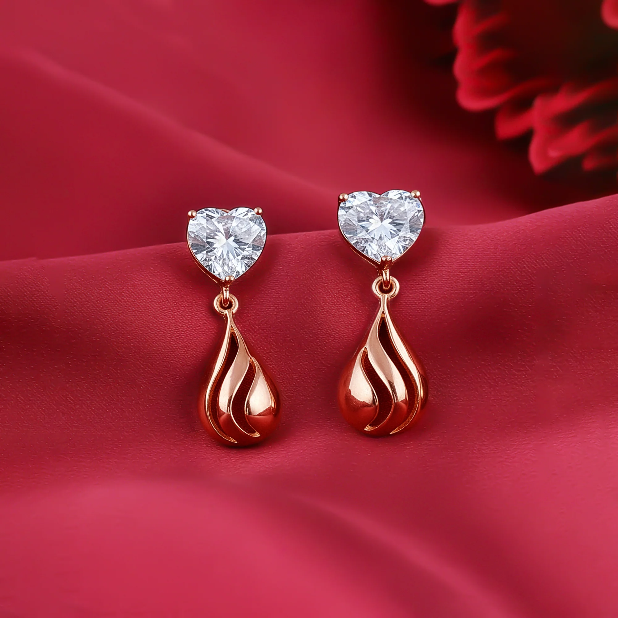 Rose Gold Unsaid Love Earrings - Image 2