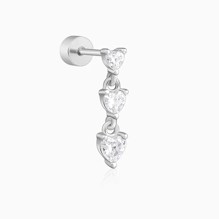 Silver Heart Drop Ear Piercings - Image 4