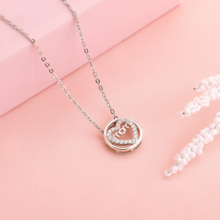 Silver Heart MOM Necklace - Image 2
