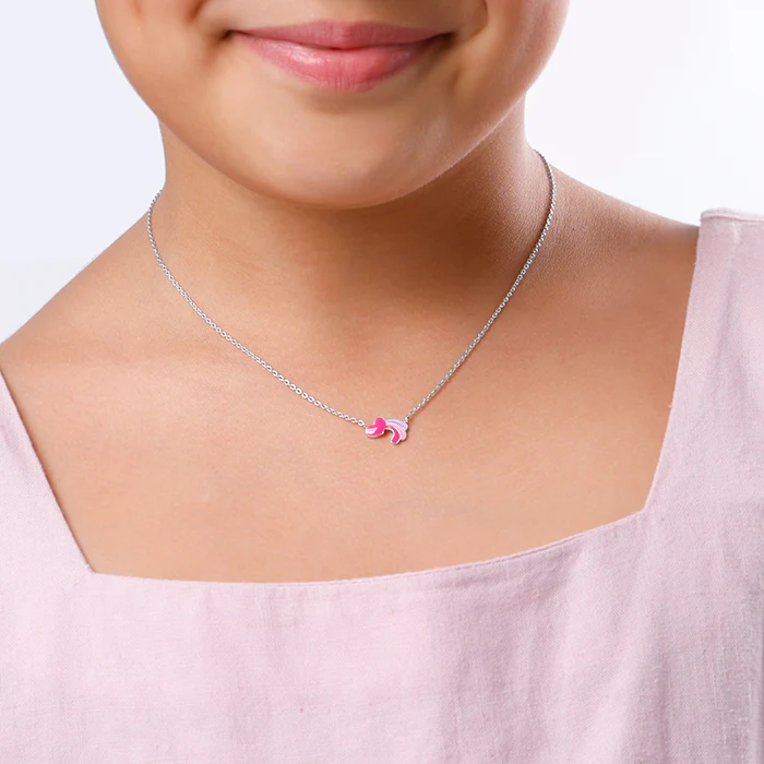 Silver Heart Wings Kids Necklace - Image 3