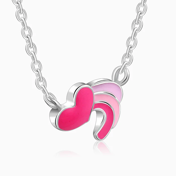 Silver Heart Wings Kids Necklace - Image 4