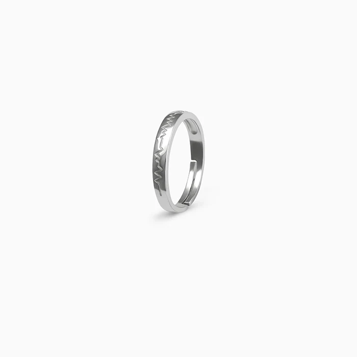 Silver Heartbeat Couple Rings - Image 4