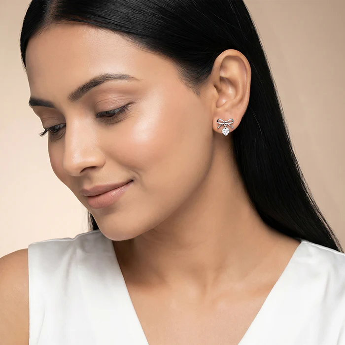 Silver Heartdrop Earrings - Image 3