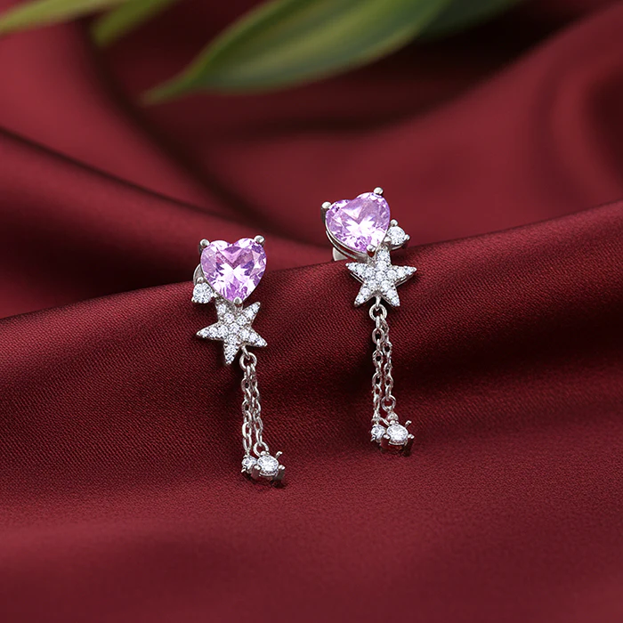 Silver Heartline Drift Earrings - Image 2