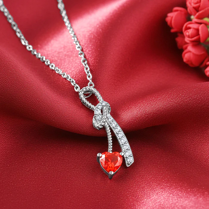 Silver Bleeding Love Pendant With Link Chain - Image 2