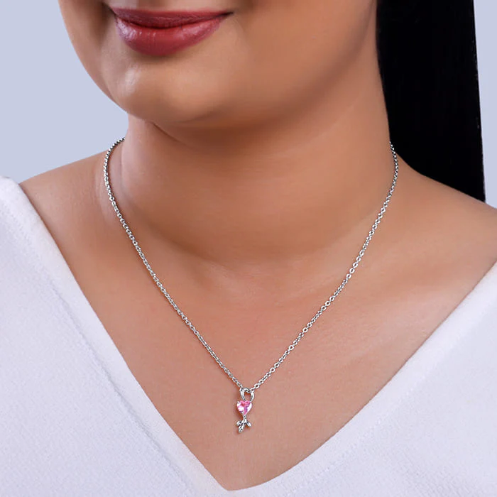 Silver Hearts in Bloom Pendant With Link Chain - Image 3