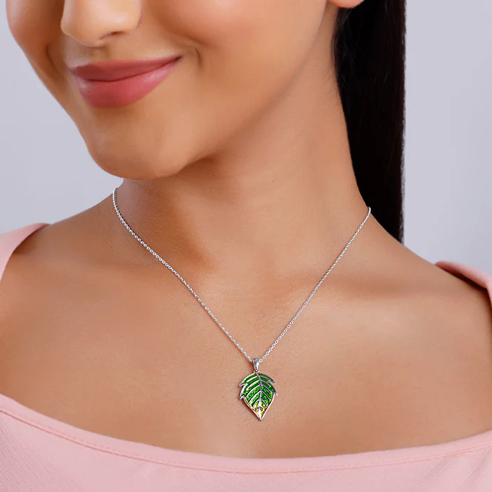 Silver Heavenly Leaf Pendant With Link Chain - Image 3