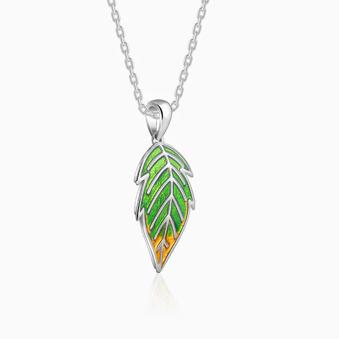 Silver Heavenly Leaf Pendant With Link Chain - Image 4