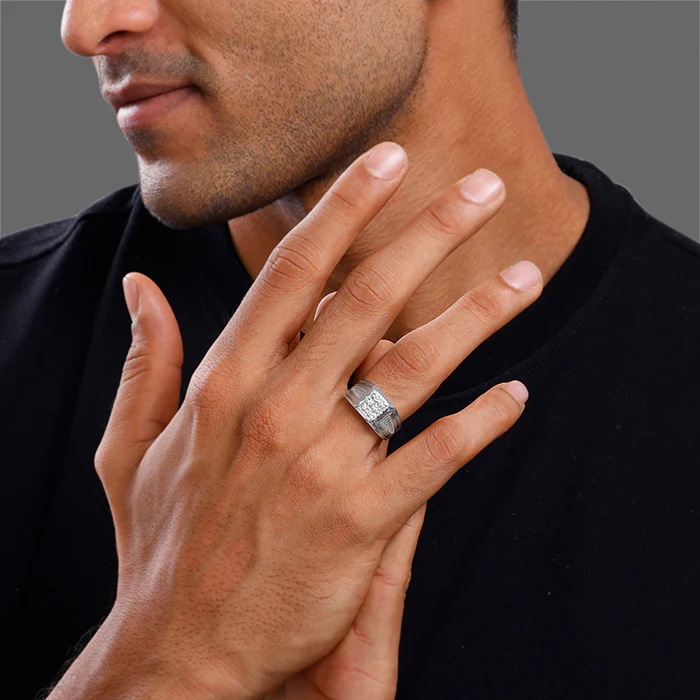 Silver Hexa Brilliance Ring For Him - Image 3