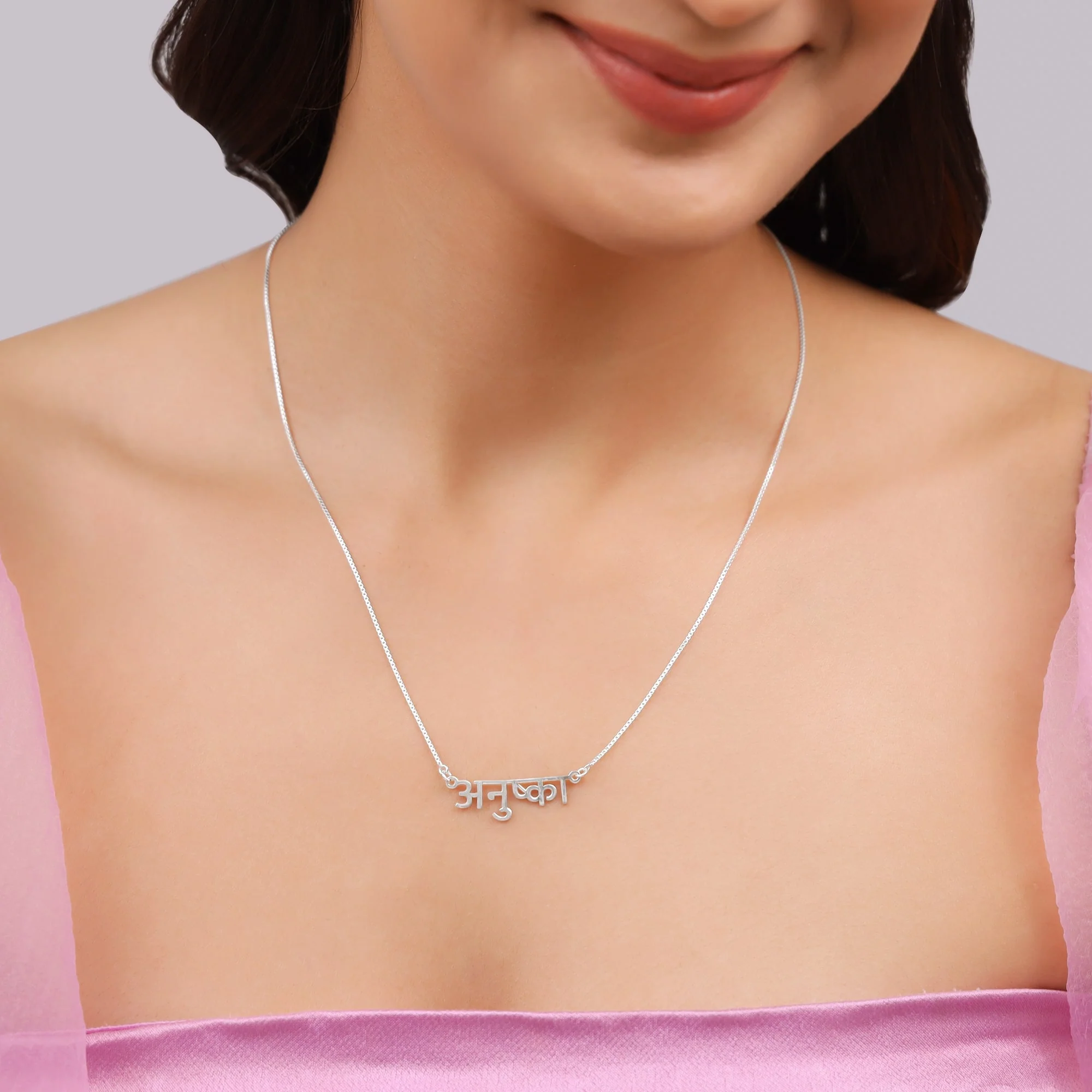 Silver Hindi Name Necklace - Image 3