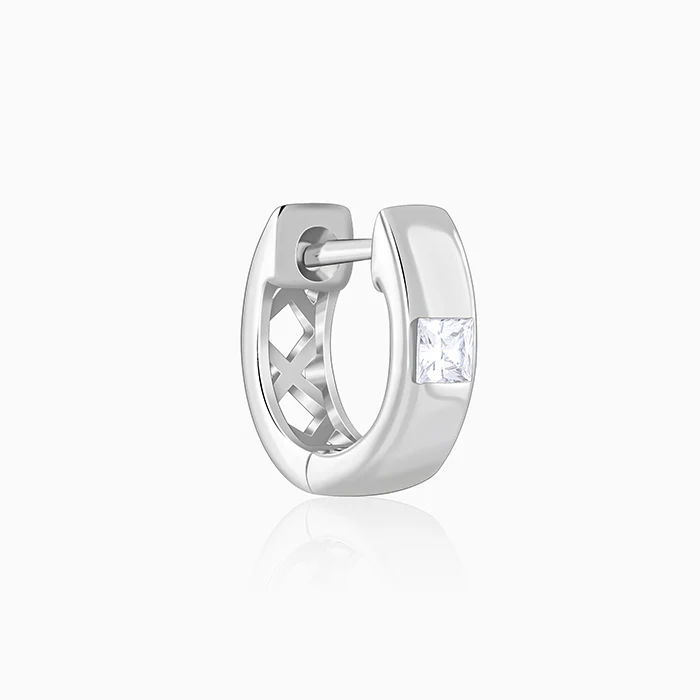 Silver Ice Hoop Earring For Him - Image 6