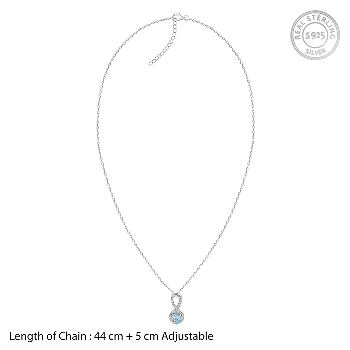 Silver Infinite Blue Pendant With Link Chain - Image 5
