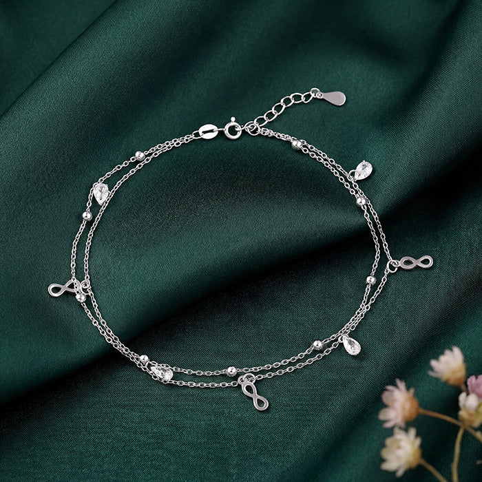 Silver Infinite Drizzle Anklet - Image 2