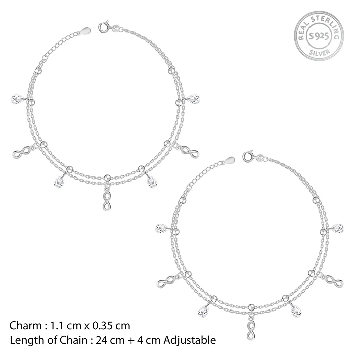 Silver Infinite Drizzle Anklet - Image 4