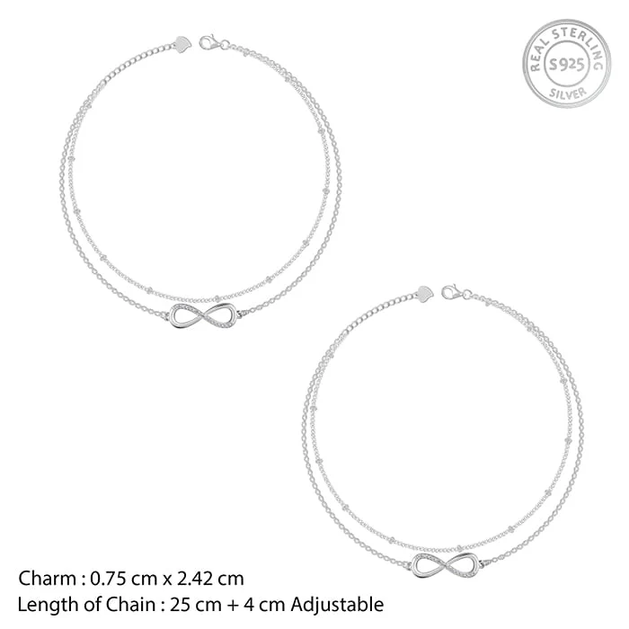 Silver Infinite Glow Layered Anklet - Image 4