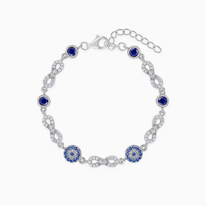 Silver Infinity Evil Eye Bracelet