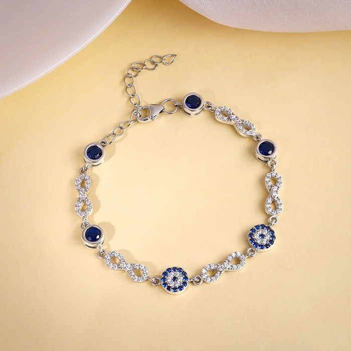 Silver Infinity Evil Eye Bracelet - Image 2