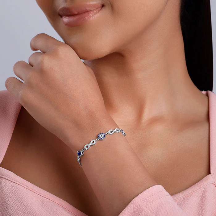 Silver Infinity Evil Eye Bracelet - Image 3