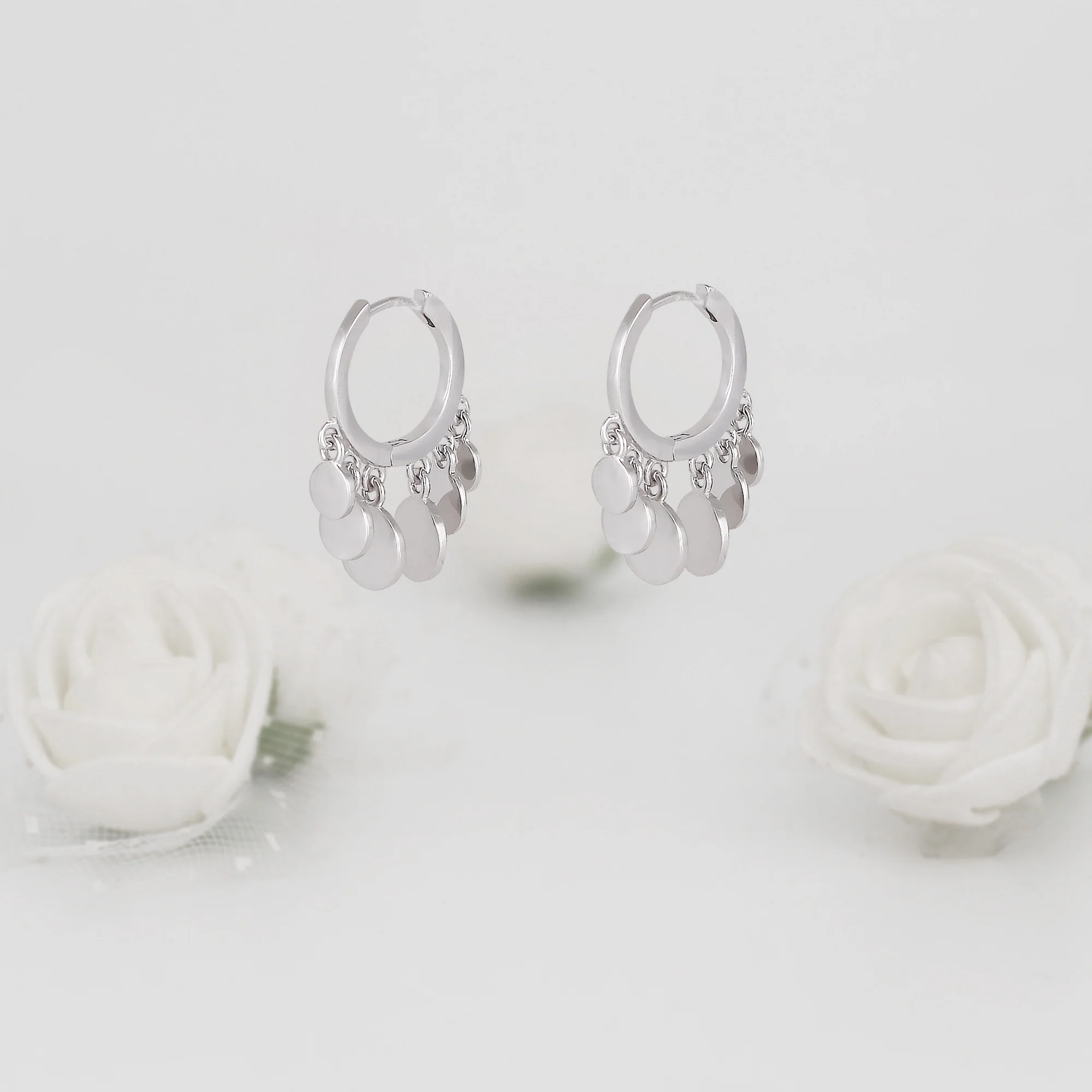 Silver Jingle Hoop Earrings - Image 2