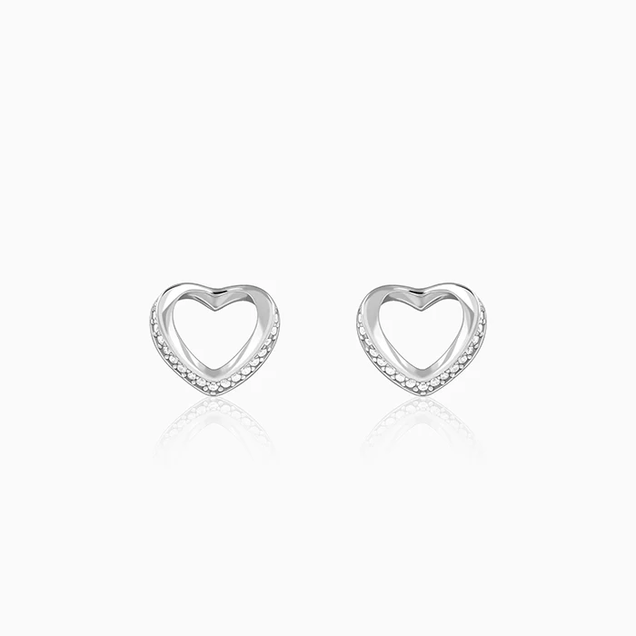 Silver Jolly Heart Studs