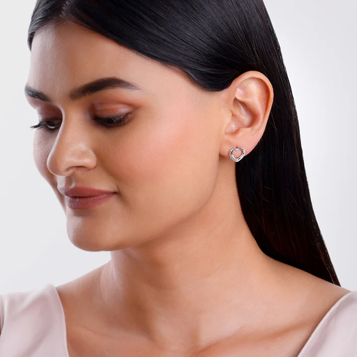 Silver Jolly Heart Studs - Image 3