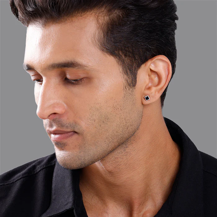 Silver Kinda Cube Stud For Him - Image 3